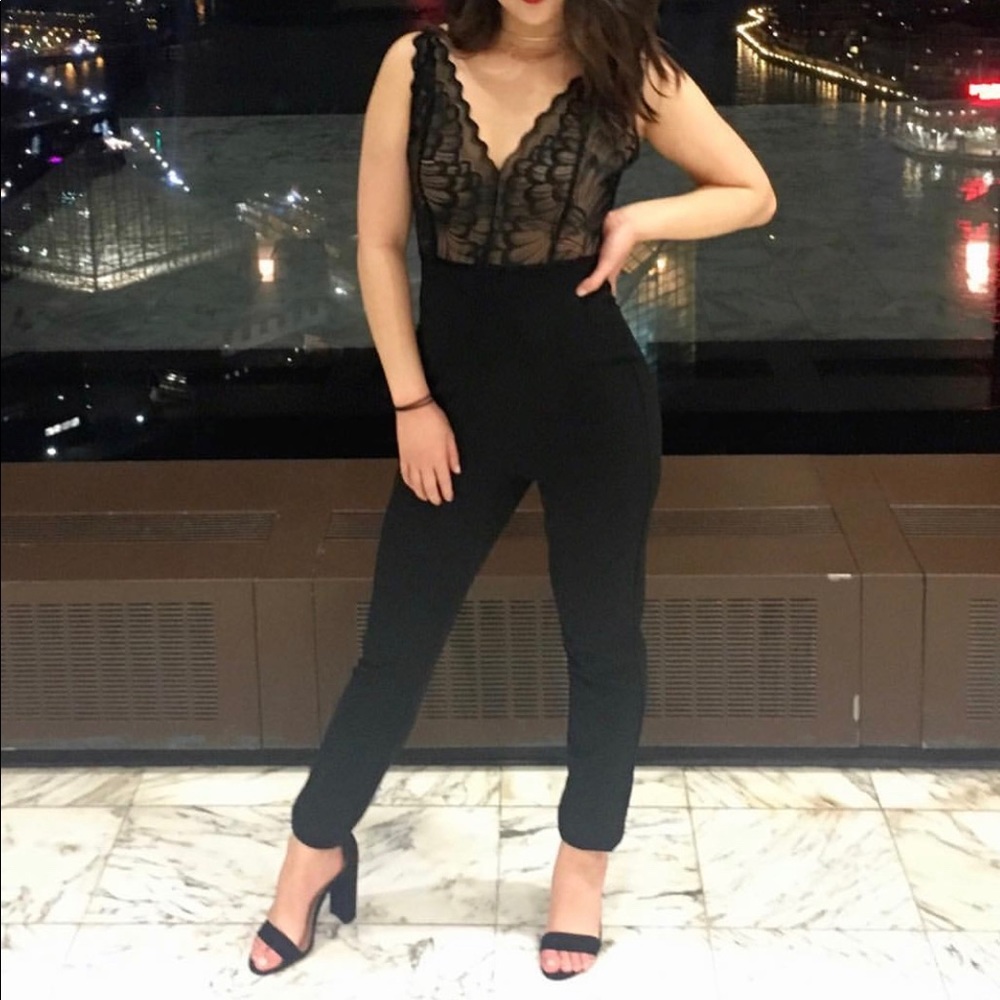 Black lace jumpsuit- worn only once!